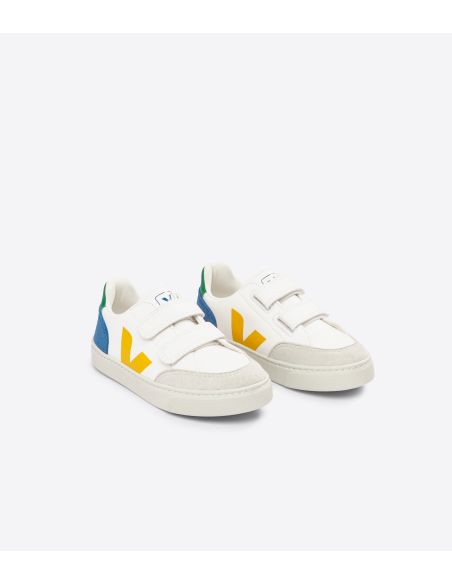 VEJA V12 VELCRO BLANC JAUNE BLEU VEJA V12 VELCRO BLANC JAUNE BLEU