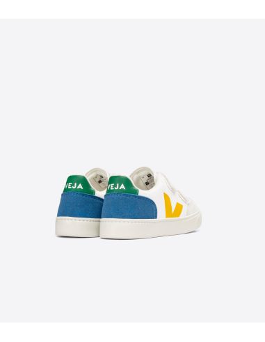 VEJA V12 VELCRO BLANC JAUNE BLEU