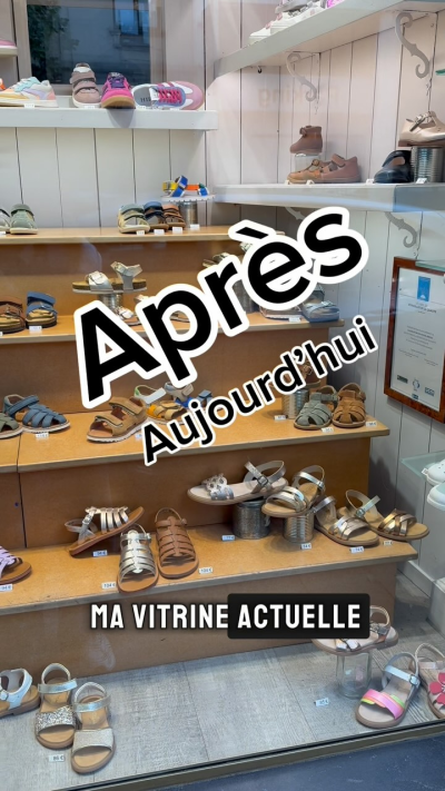 ✨La vitrine change… le stock aussi ! 👡👟 \n\nIl y a quelques semaines, ma vitrine débordait : baskets, petites toiles, sandales… il y en avait...