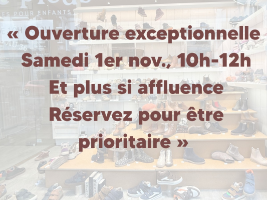 Bonne nouvelle ✨@followers \nJ’ouvre le magasin exceptionnellement ce samedi 1er novembre, de 10h à 12h 🕙.\nSi vous souhaitez être prioritaires,...
